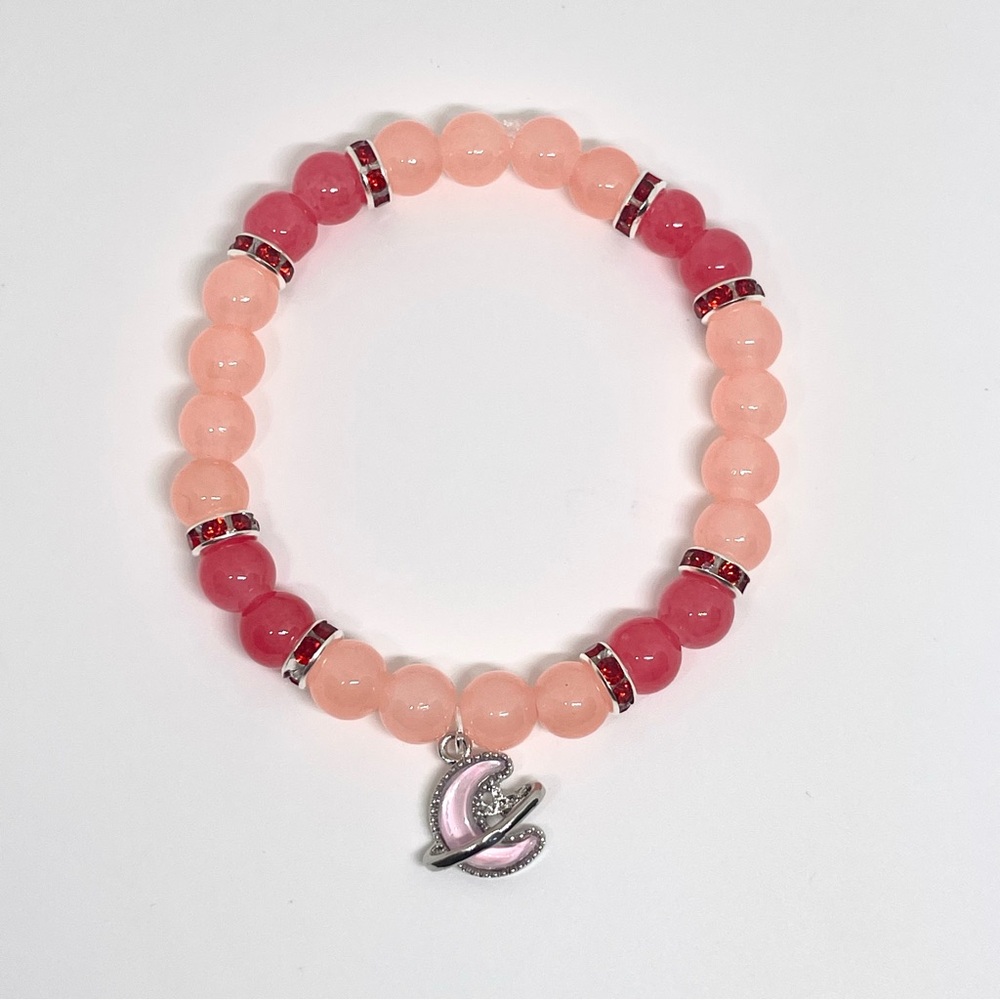 Pink moon beaded bracelet